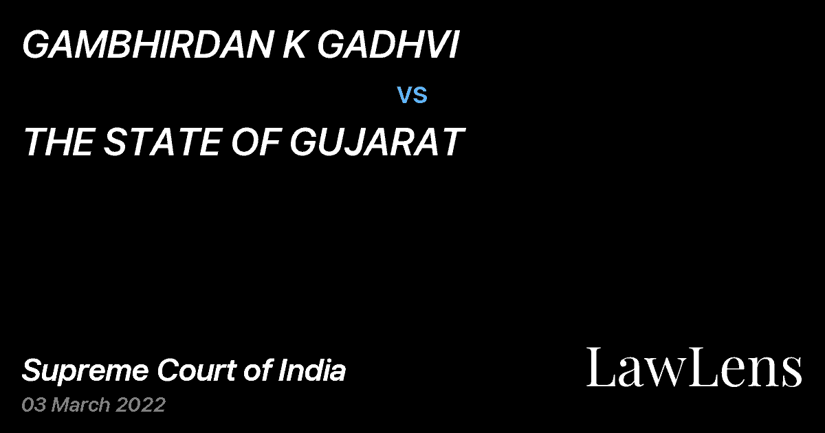 Preview image for GAMBHIRDAN K GADHVI vs. THE STATE OF GUJARAT