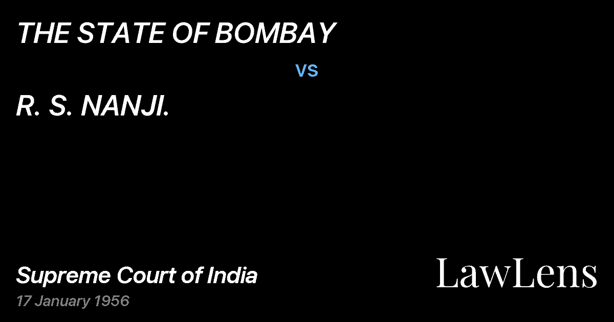 Preview image for THE STATE OF BOMBAY vs. R. S. NANJI.