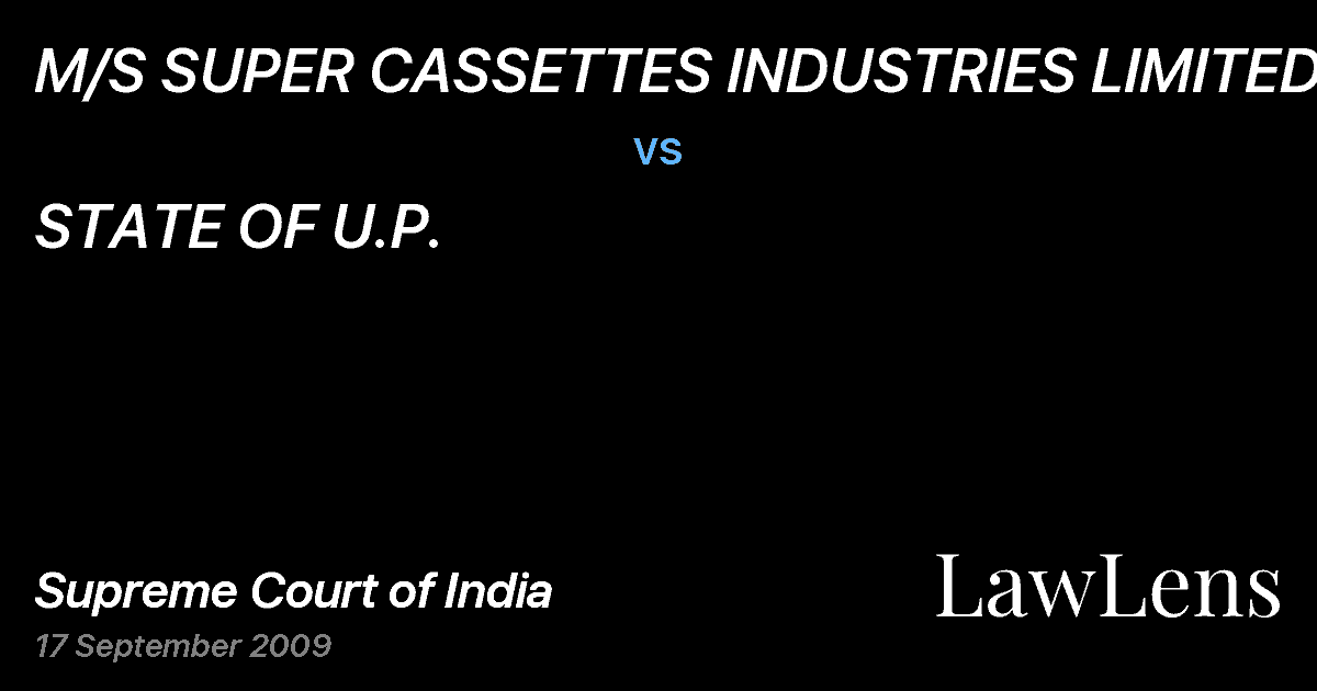 Preview image for M/S SUPER CASSETTES INDUSTRIES LIMITED vs. STATE OF U.P.