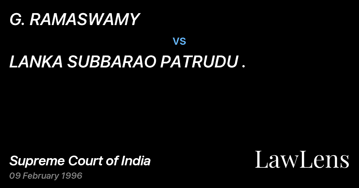 Preview image for G. RAMASWAMY vs. LANKA SUBBARAO PATRUDU .