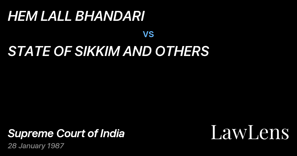 Preview image for HEM LALL BHANDARI vs. STATE OF SIKKIM AND OTHERS