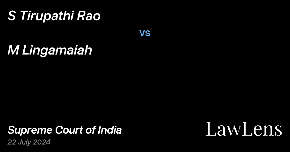Preview image for S Tirupathi Rao vs. M Lingamaiah