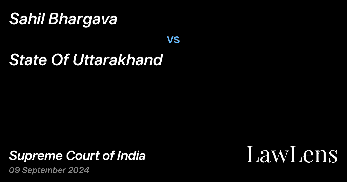 Preview image for SAHIL BHARGAVA vs. STATE OF UTTARAKHAND