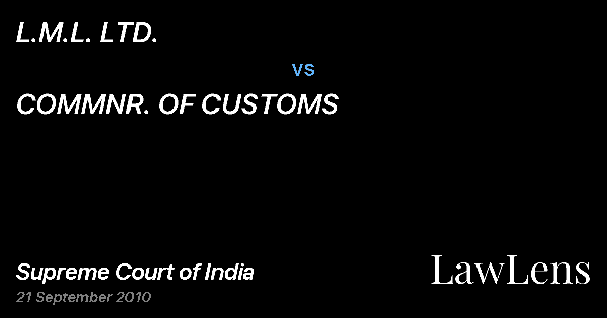 Preview image for L.M.L. LTD. vs. COMMNR. OF CUSTOMS