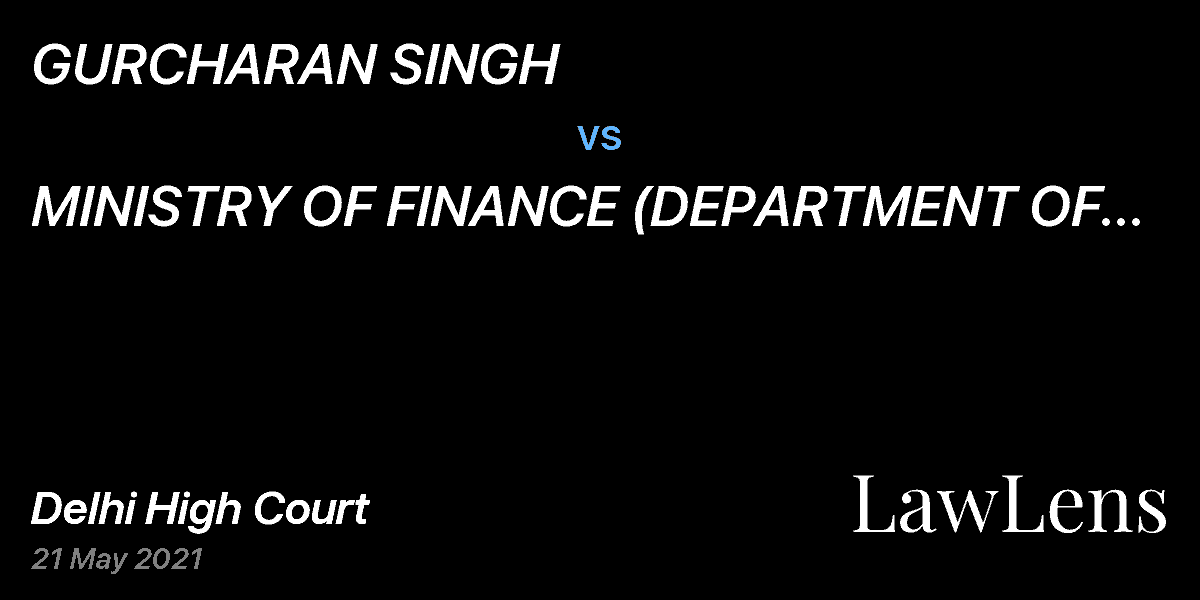 Preview image for GURCHARAN SINGH  vs.  MINISTRY OF FINANCE (DEPARTMENT OF REVENUE),  GOVERNMENT OF INDIA