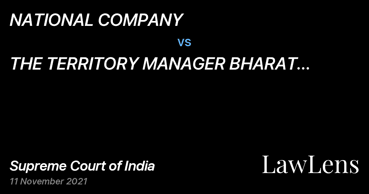 Preview image for NATIONAL COMPANY vs. THE TERRITORY MANAGER BHARAT PETROLEUM CORPORATION LTD