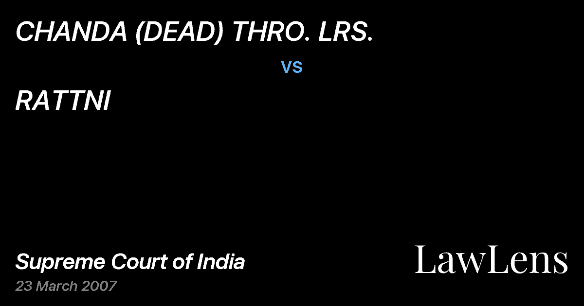 Preview image for CHANDA (DEAD) THRO. LRS. vs. RATTNI