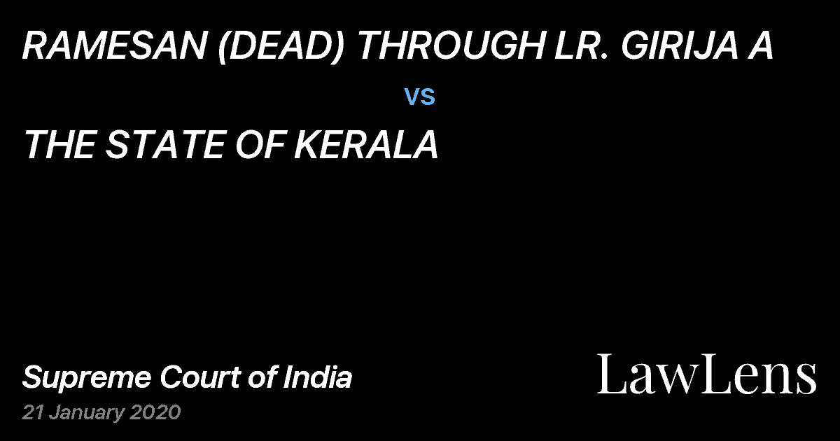 Preview image for RAMESAN (DEAD) THROUGH LR. GIRIJA A vs. THE STATE OF KERALA