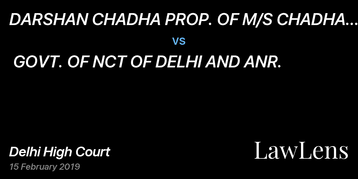 Preview image for DARSHAN CHADHA PROP. OF M/S CHADHA SPORTS (REGD.) vs. GOVT. OF NCT OF DELHI AND ANR.