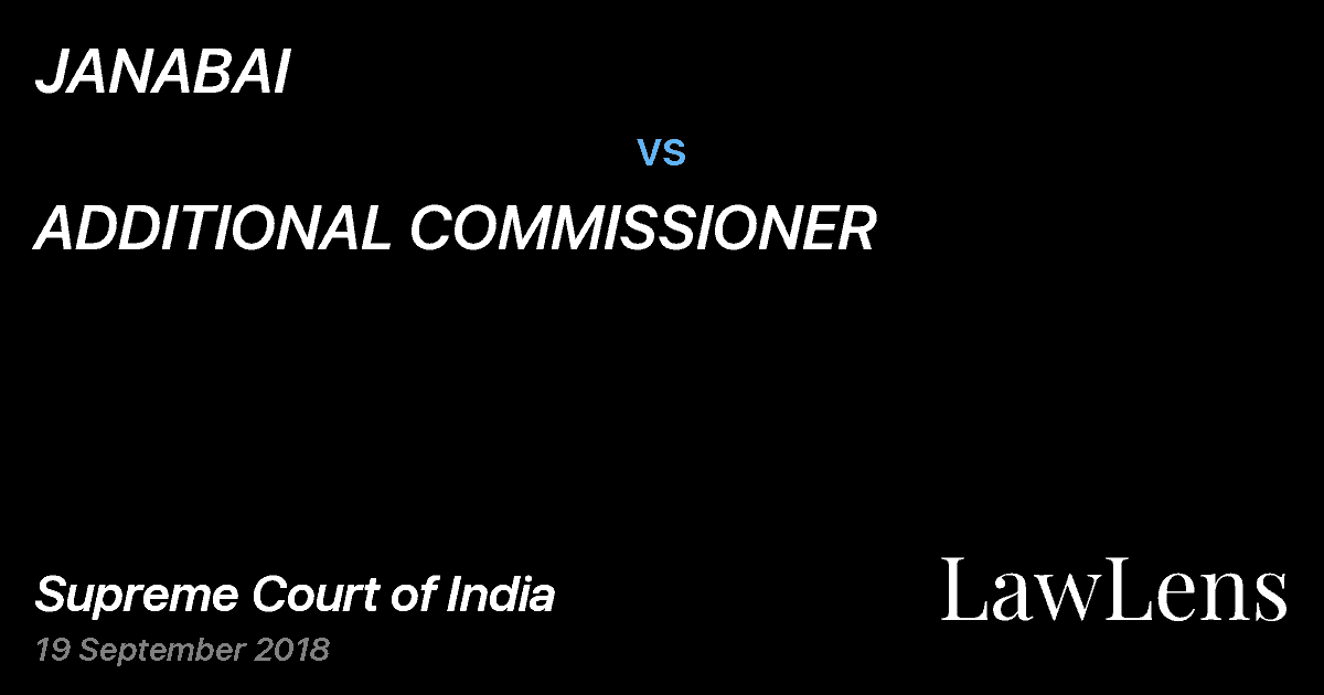 Preview image for JANABAI vs. ADDITIONAL COMMISSIONER