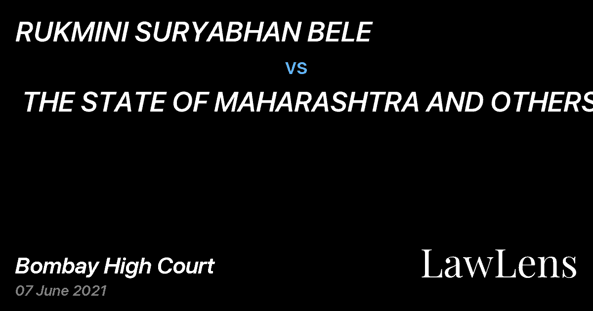 Preview image for RUKMINI SURYABHAN BELE  vs.  THE STATE OF MAHARASHTRA AND OTHERS