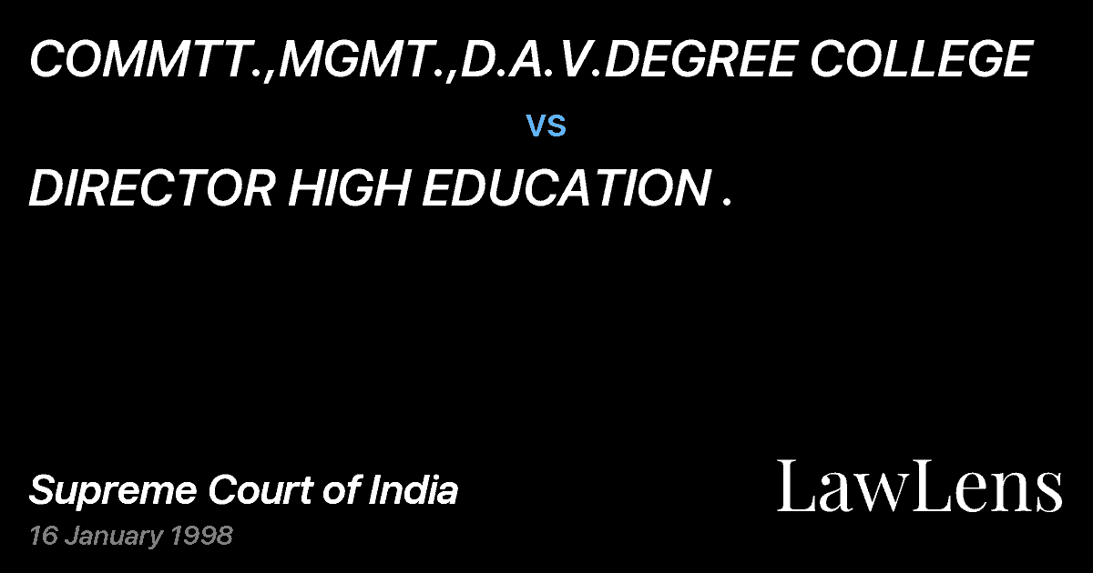 Preview image for COMMTT.,MGMT.,D.A.V.DEGREE COLLEGE vs. DIRECTOR HIGH EDUCATION .