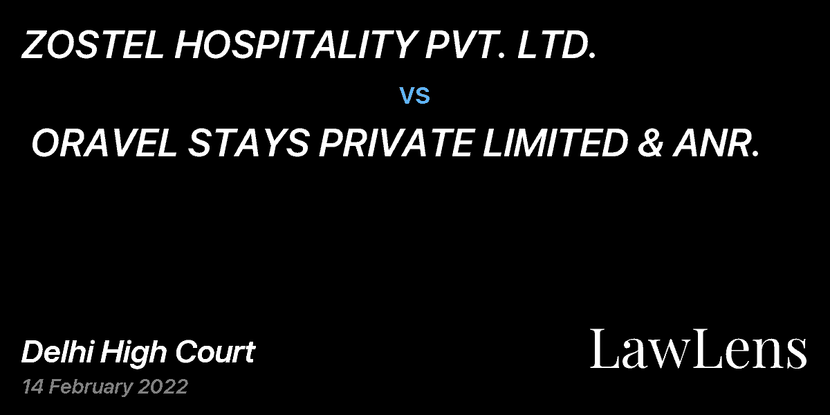 Preview image for ZOSTEL HOSPITALITY PVT. LTD. vs. ORAVEL STAYS PRIVATE LIMITED & ANR.