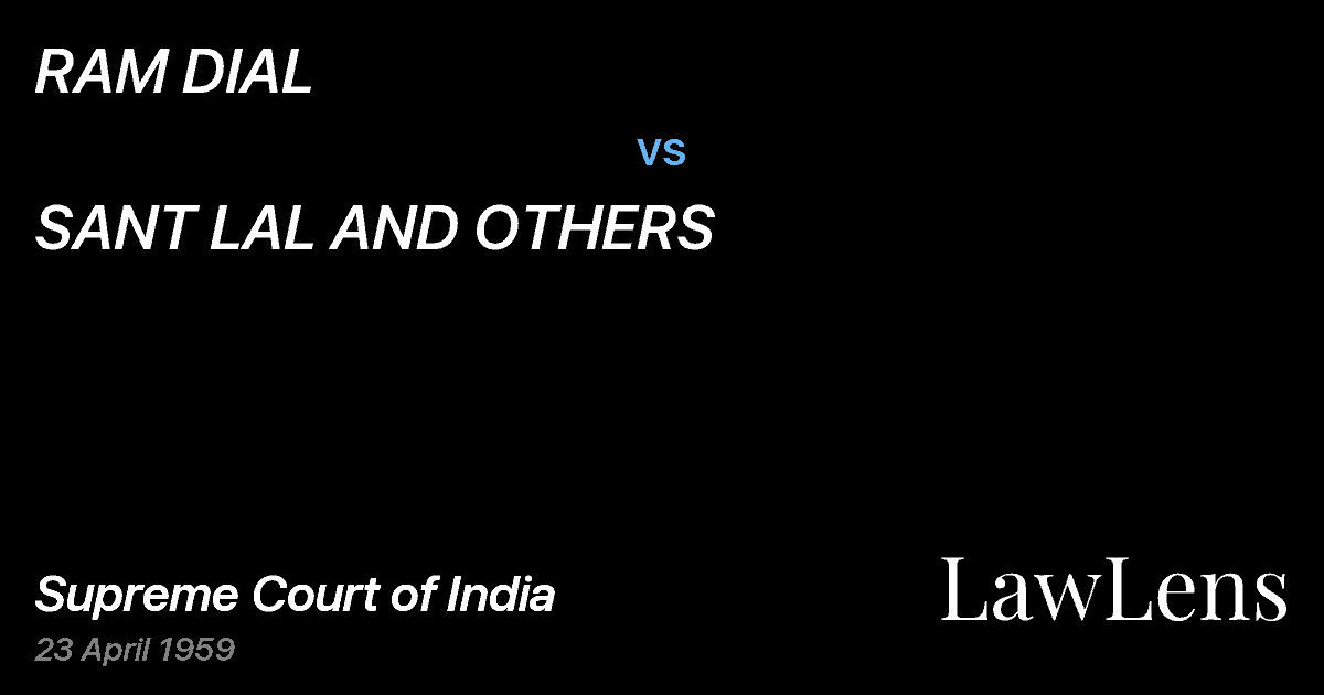 Preview image for RAM DIAL vs. SANT LAL AND OTHERS