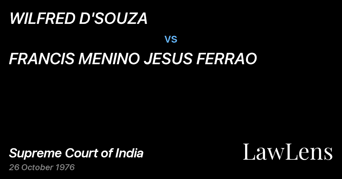 Preview image for WILFRED D'SOUZA vs. FRANCIS MENINO JESUS FERRAO