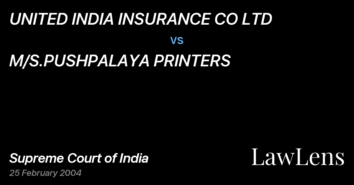Preview image for UNITED INDIA INSURANCE CO LTD vs. M/S.PUSHPALAYA PRINTERS