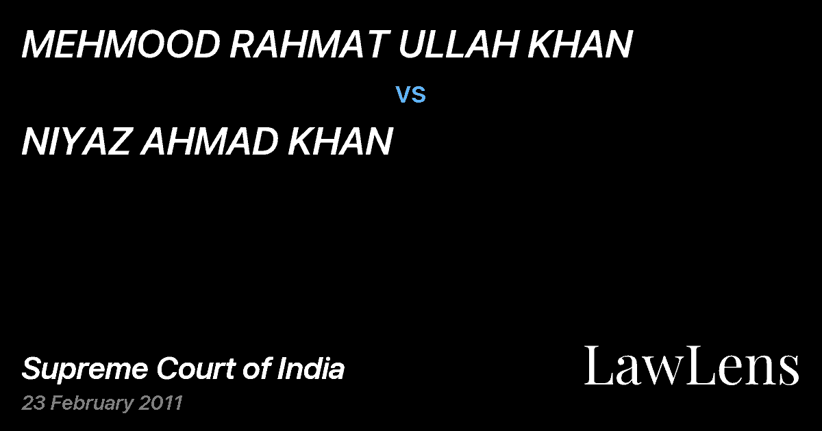 Preview image for MEHMOOD RAHMAT ULLAH KHAN vs. NIYAZ AHMAD KHAN