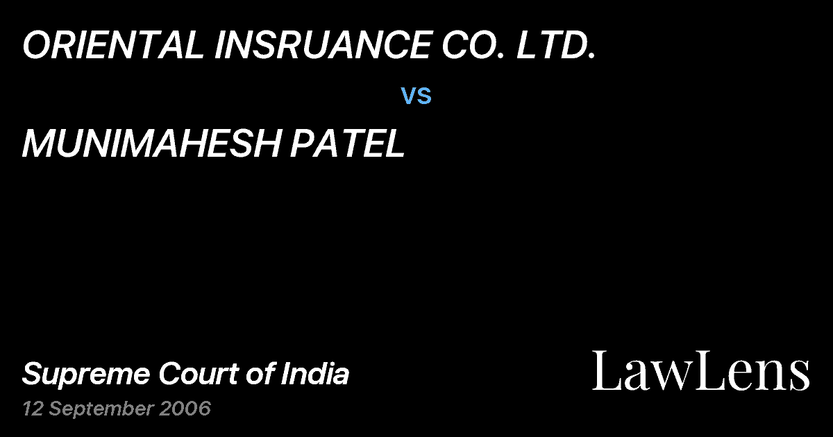 Preview image for ORIENTAL INSRUANCE CO. LTD. vs. MUNIMAHESH PATEL