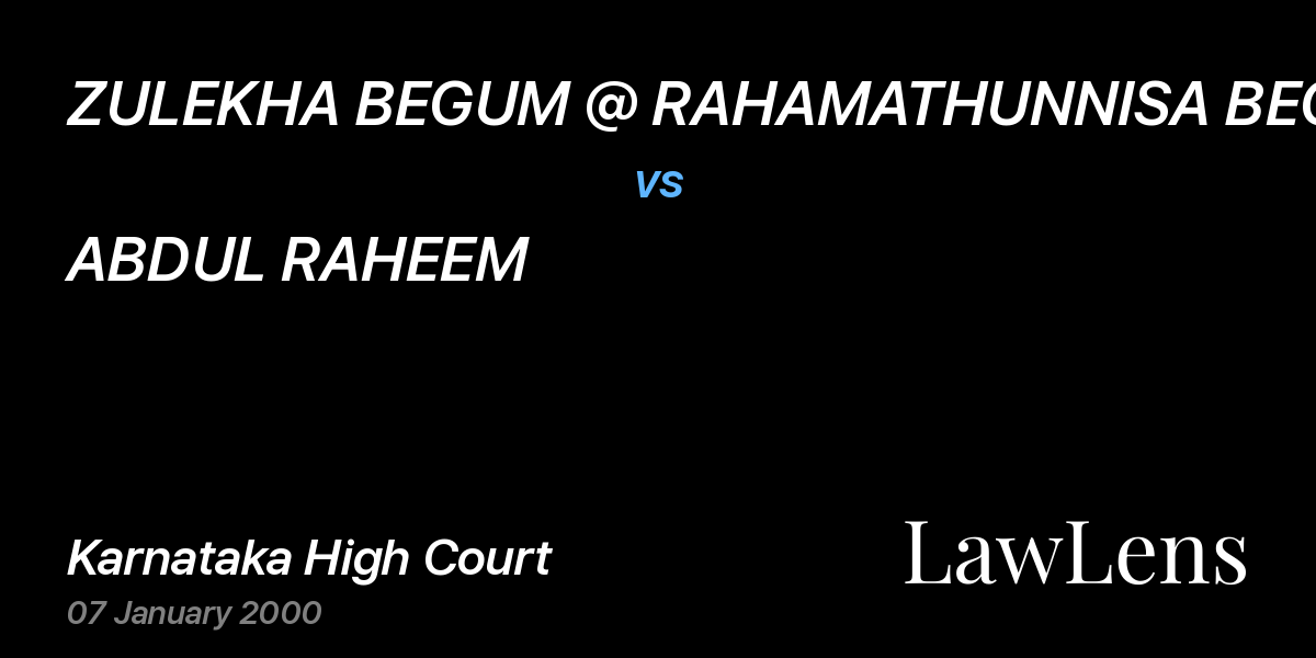 Preview image for ZULEKHA BEGUM @ RAHAMATHUNNISA BEGUM vs. ABDUL RAHEEM
