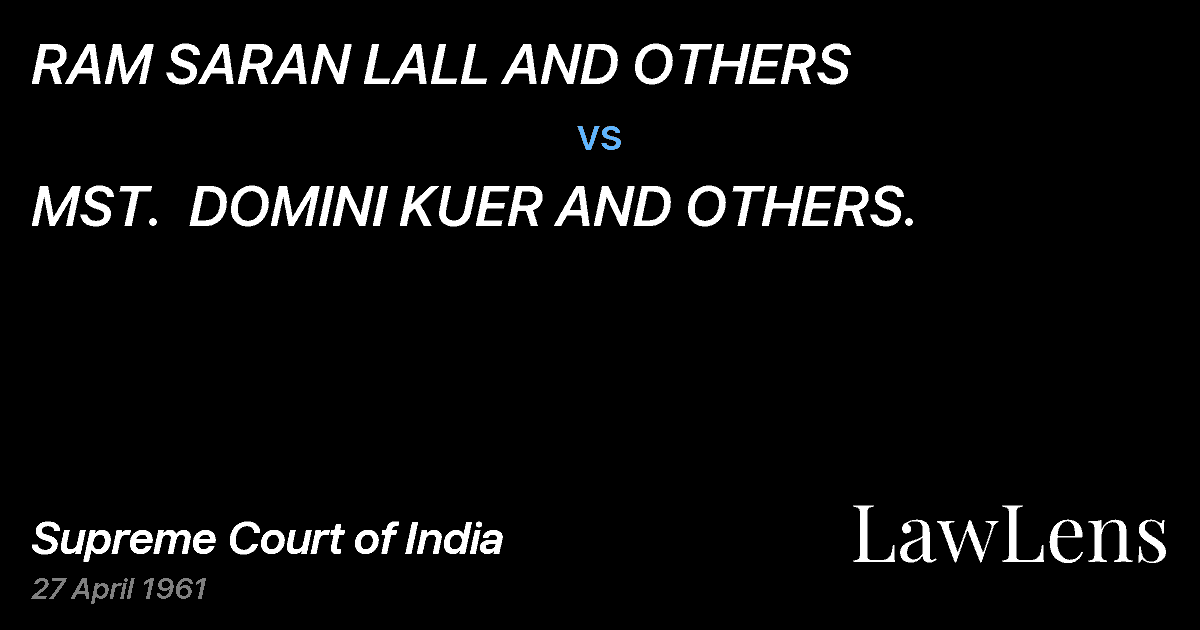 Preview image for RAM SARAN LALL AND OTHERS vs. MST.  DOMINI KUER AND OTHERS.