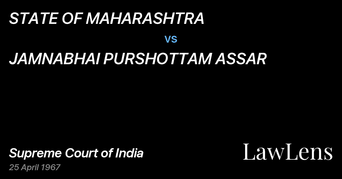 Preview image for STATE OF MAHARASHTRA vs. JAMNABHAI PURSHOTTAM ASSAR
