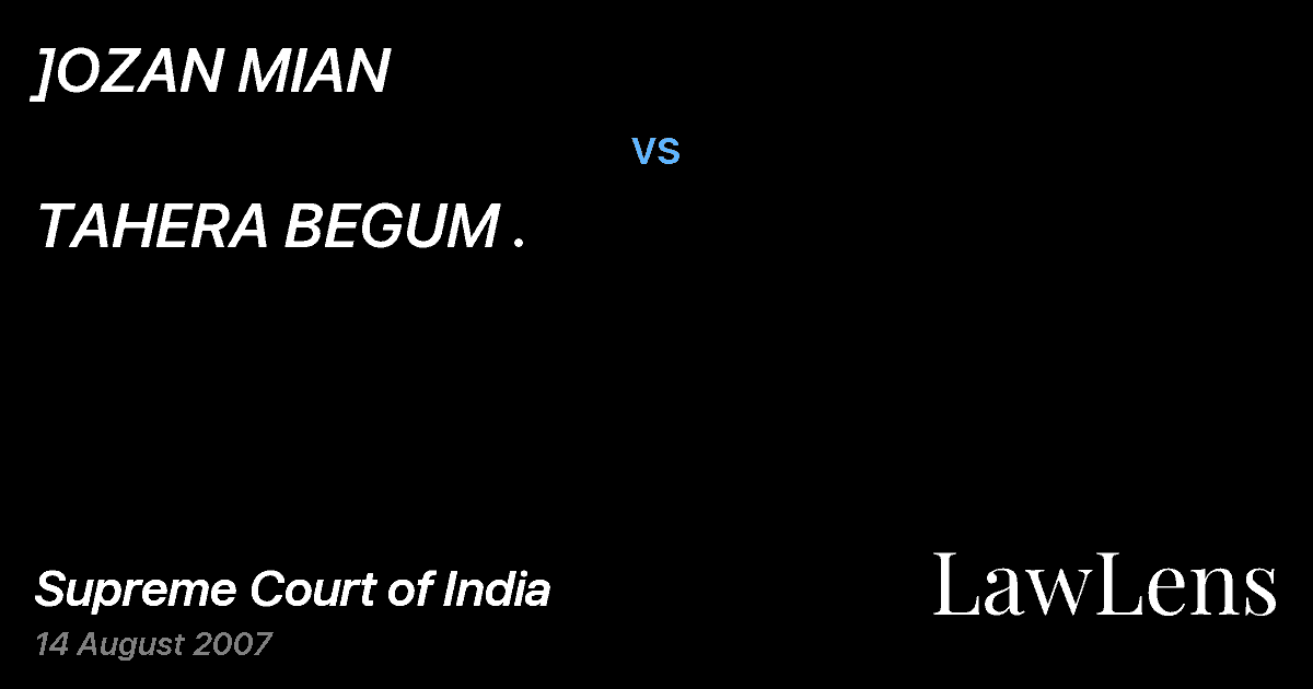 Preview image for ]OZAN MIAN vs. TAHERA BEGUM .