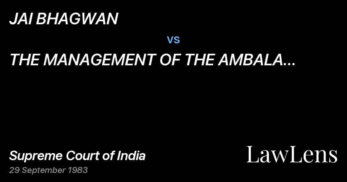 Preview image for JAI BHAGWAN vs. THE MANAGEMENT OF THE AMBALA CENTRAL COOPERATIVE BANKLIMITE