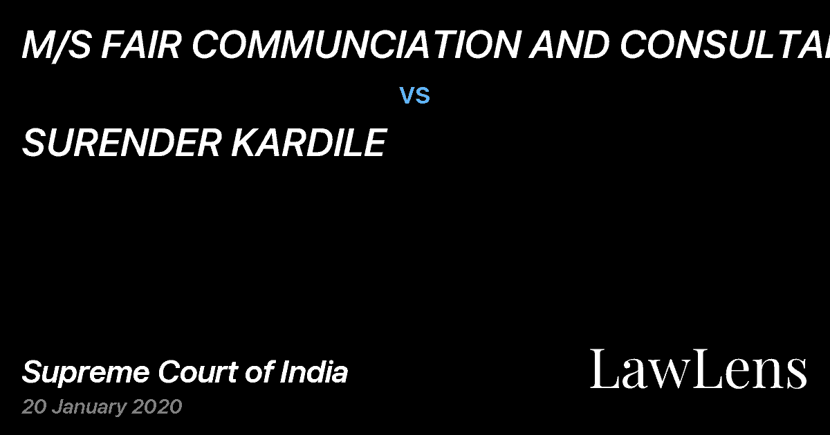 Preview image for M/S FAIR COMMUNCIATION AND CONSULTANT. vs. SURENDER KARDILE