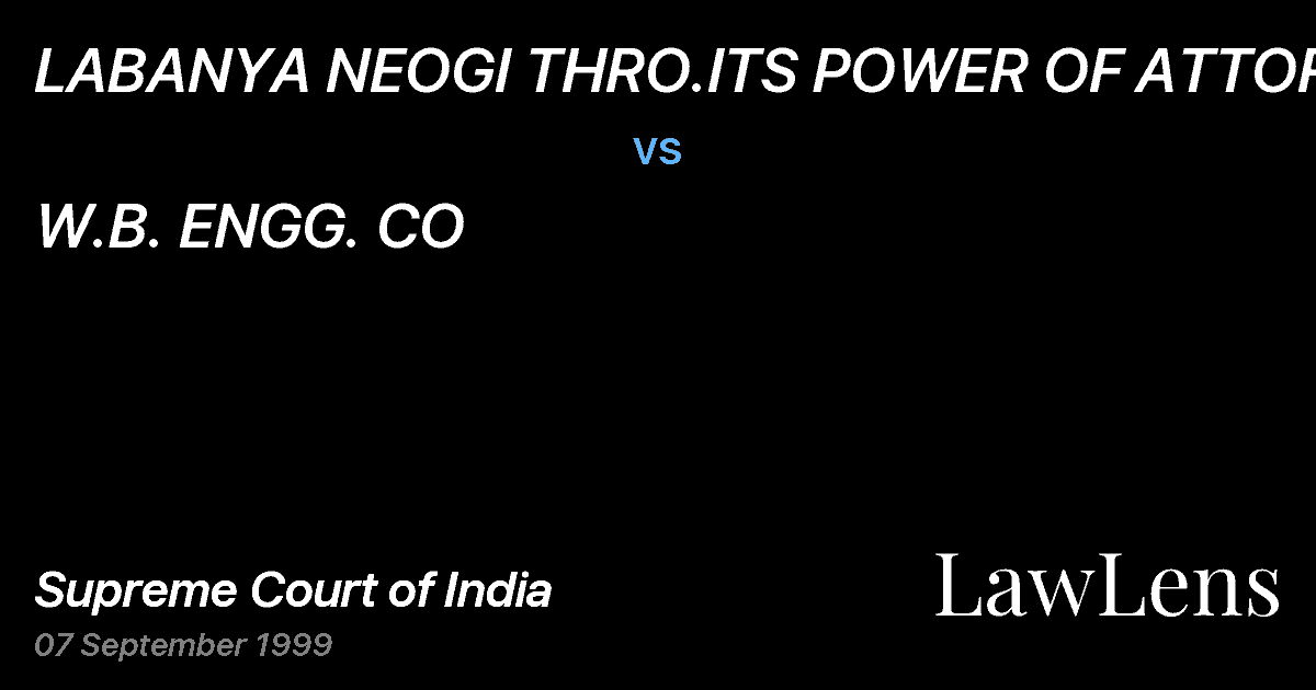 Preview image for LABANYA NEOGI THRO.ITS POWER OF ATTORNEY vs. W.B. ENGG. CO