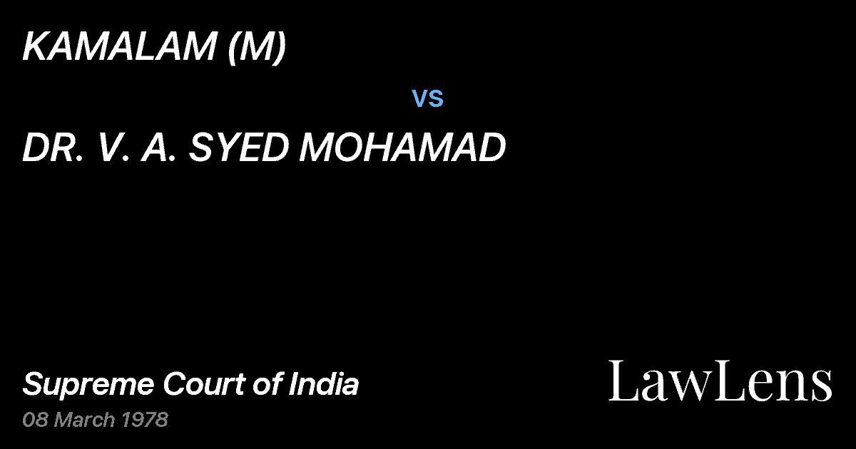 Preview image for KAMALAM (M) vs. DR. V. A. SYED MOHAMAD