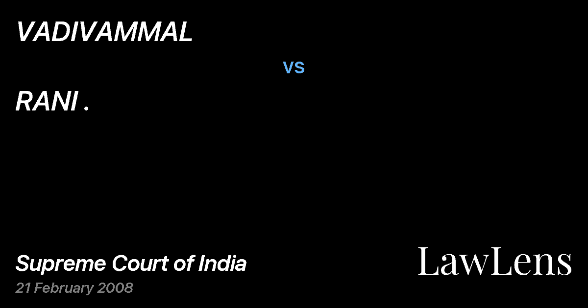 Preview image for VADIVAMMAL vs. RANI .