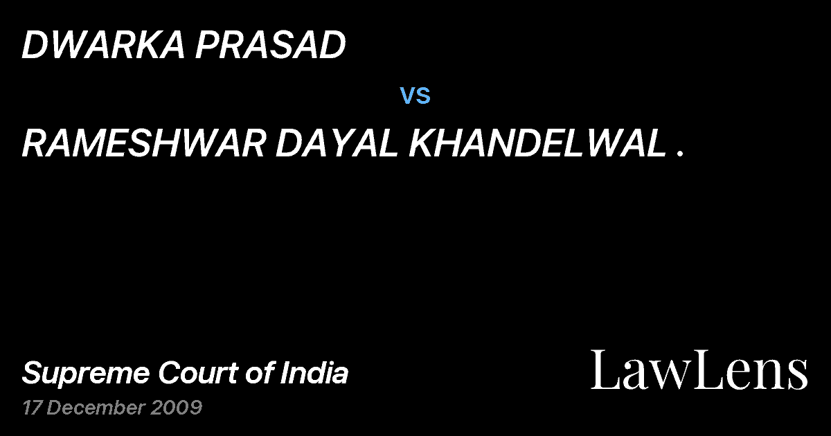 Preview image for DWARKA PRASAD vs. RAMESHWAR DAYAL KHANDELWAL .