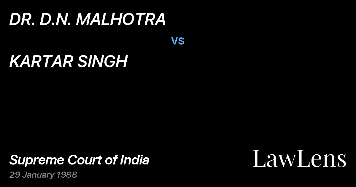 Preview image for DR. D.N. MALHOTRA vs. KARTAR SINGH