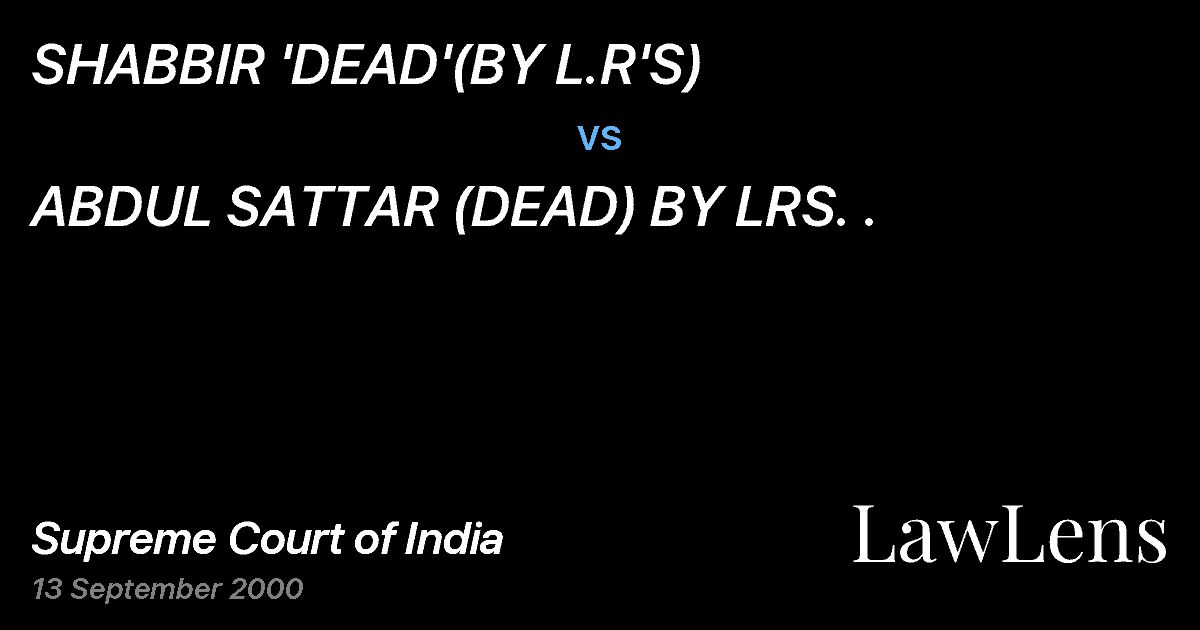 Preview image for SHABBIR 'DEAD'(BY L.R'S) vs. ABDUL SATTAR (DEAD) BY LRS. .