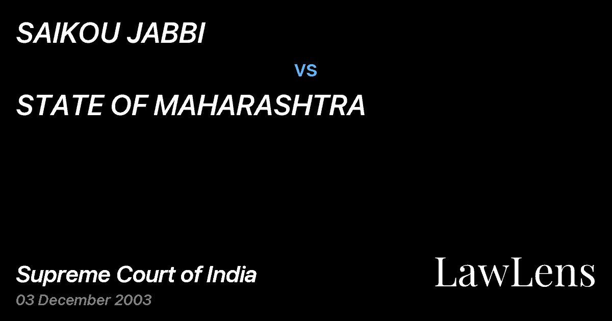 Preview image for SAIKOU JABBI vs. STATE OF MAHARASHTRA