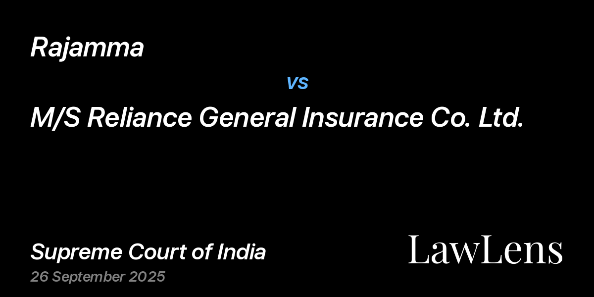 Preview image for Rajamma vs. M/S Reliance General Insurance Co. Ltd.