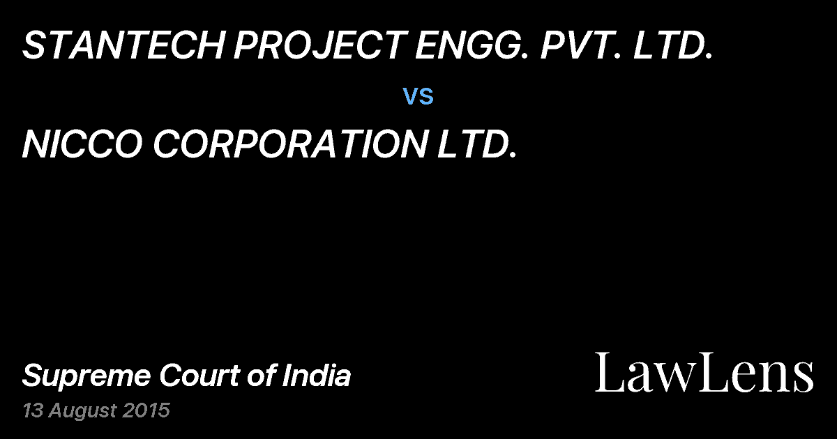 Preview image for STANTECH PROJECT ENGG. PVT. LTD. vs. NICCO CORPORATION LTD.