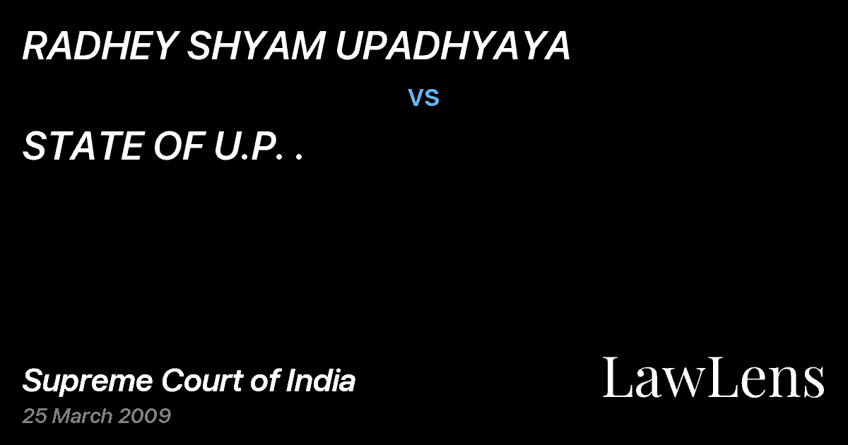 Preview image for RADHEY SHYAM UPADHYAYA vs. STATE OF U.P. .