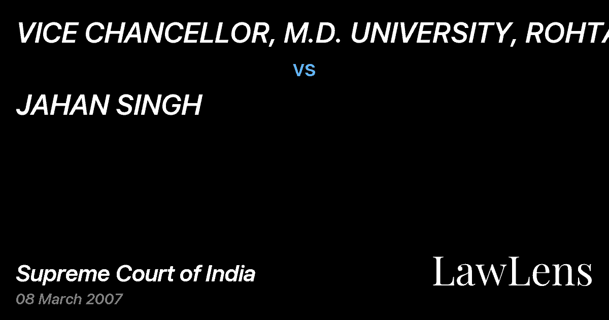 Preview image for VICE CHANCELLOR, M.D. UNIVERSITY, ROHTAK vs. JAHAN SINGH