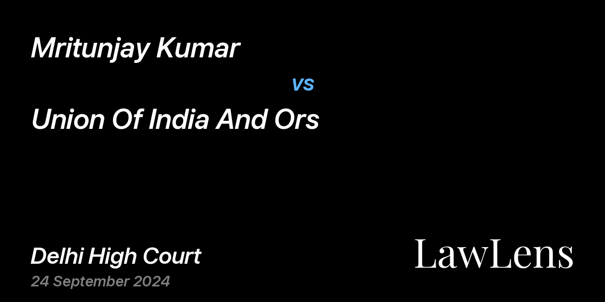 Preview image for Mritunjay Kumar vs. Union Of India And Ors