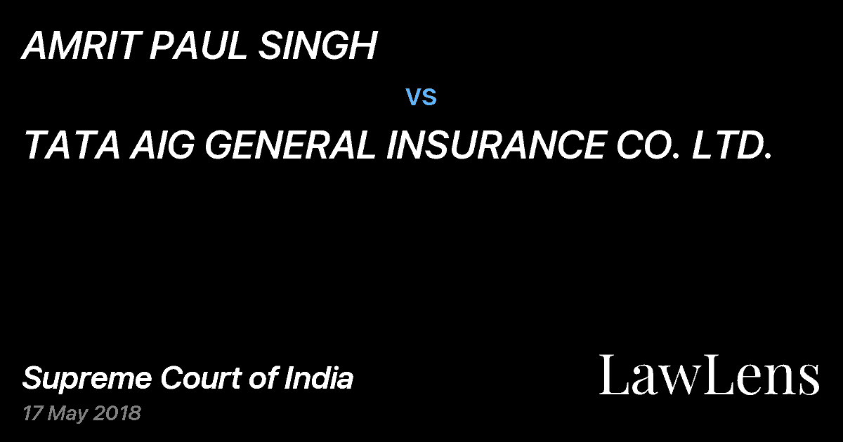 Preview image for AMRIT PAUL SINGH vs. TATA AIG GENERAL INSURANCE CO. LTD.