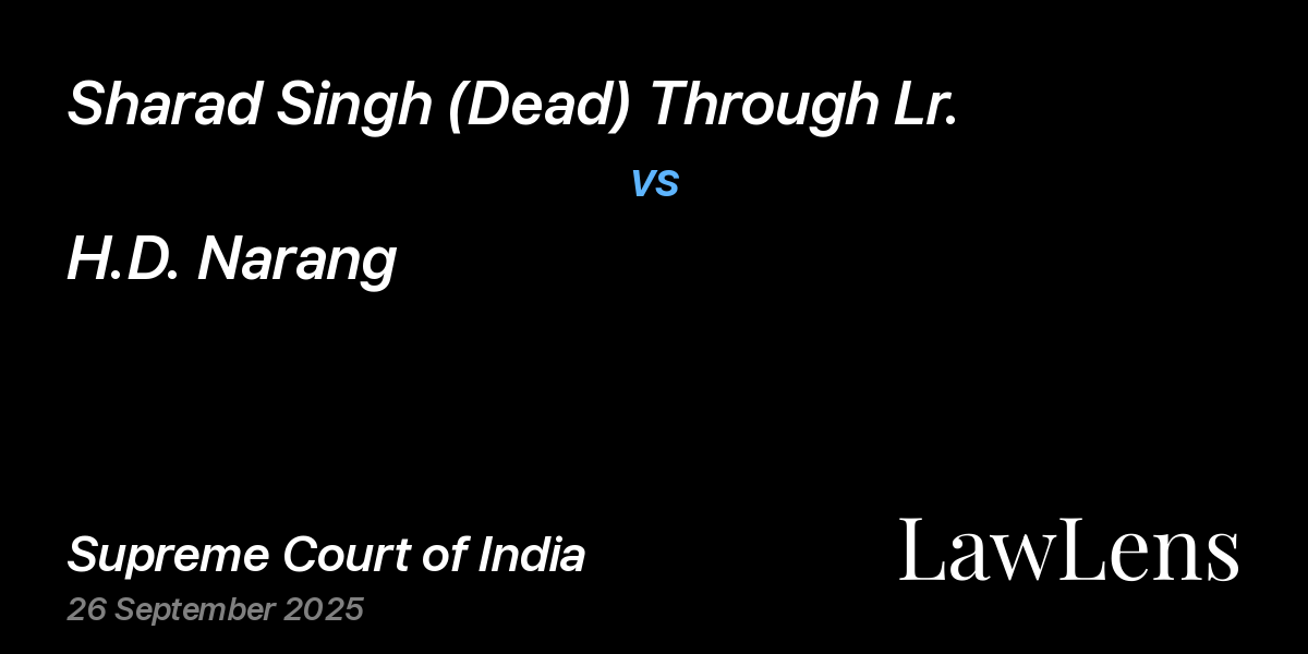 Preview image for Sharad Singh (Dead) Through Lr. vs. H.D. Narang