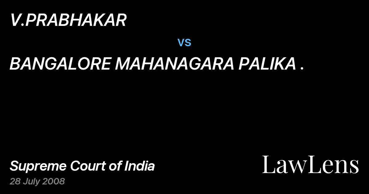 Preview image for V.PRABHAKAR vs. BANGALORE MAHANAGARA PALIKA .