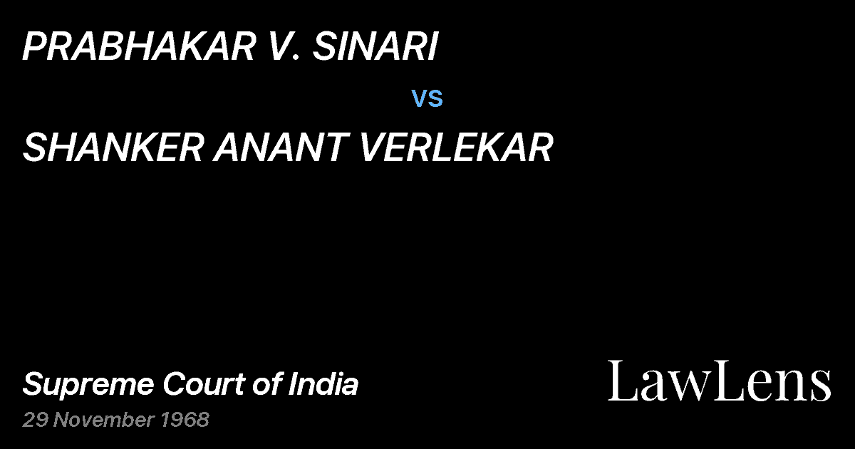 Preview image for PRABHAKAR V. SINARI vs. SHANKER ANANT VERLEKAR