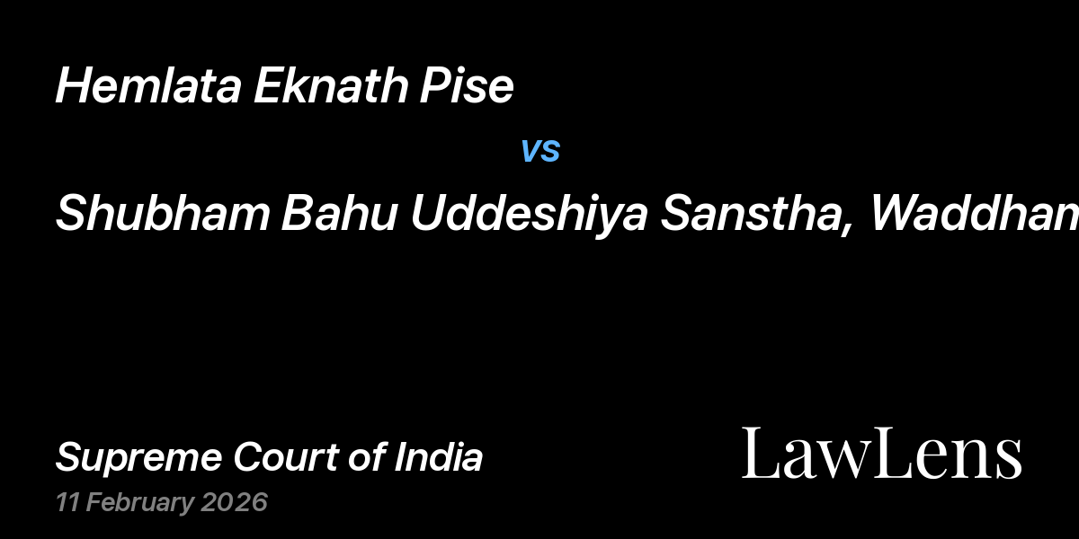 Preview image for Hemlata Eknath Pise vs. Shubham Bahu Uddeshiya Sanstha, Waddhamna