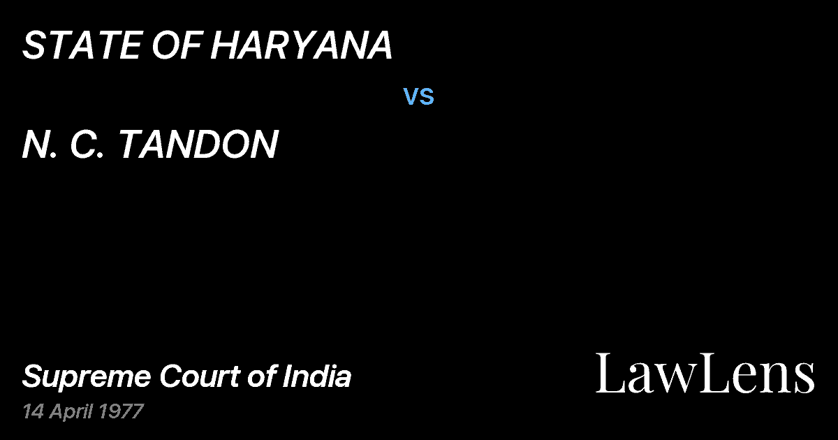 Preview image for STATE OF HARYANA vs. N. C. TANDON