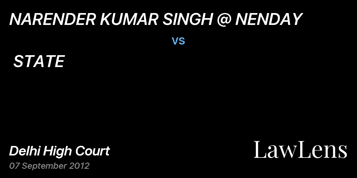 Preview image for NARENDER KUMAR SINGH @ NENDAY  vs.  STATE  