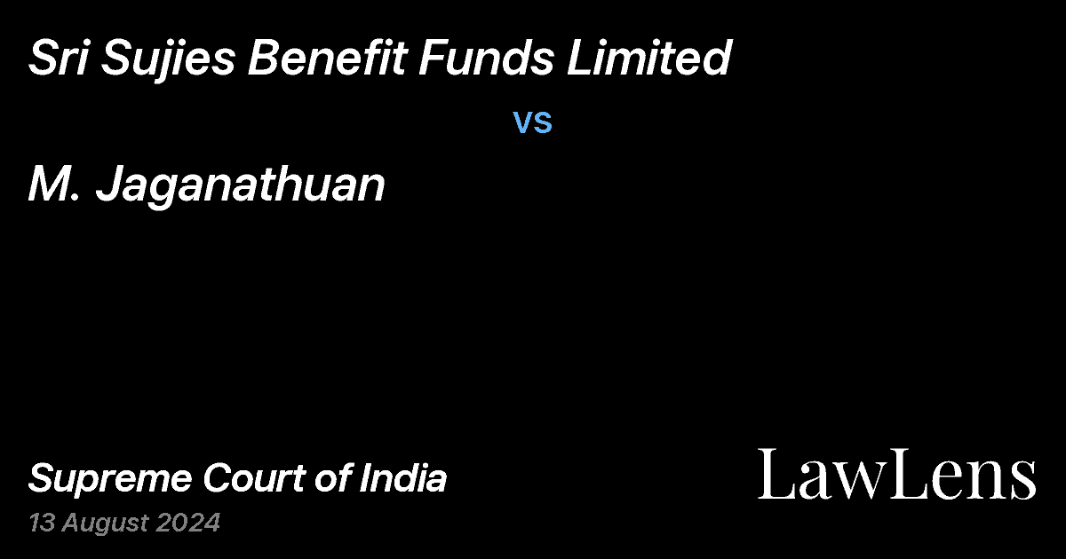 Preview image for Sri Sujies Benefit Funds Limited vs. M. Jaganathuan