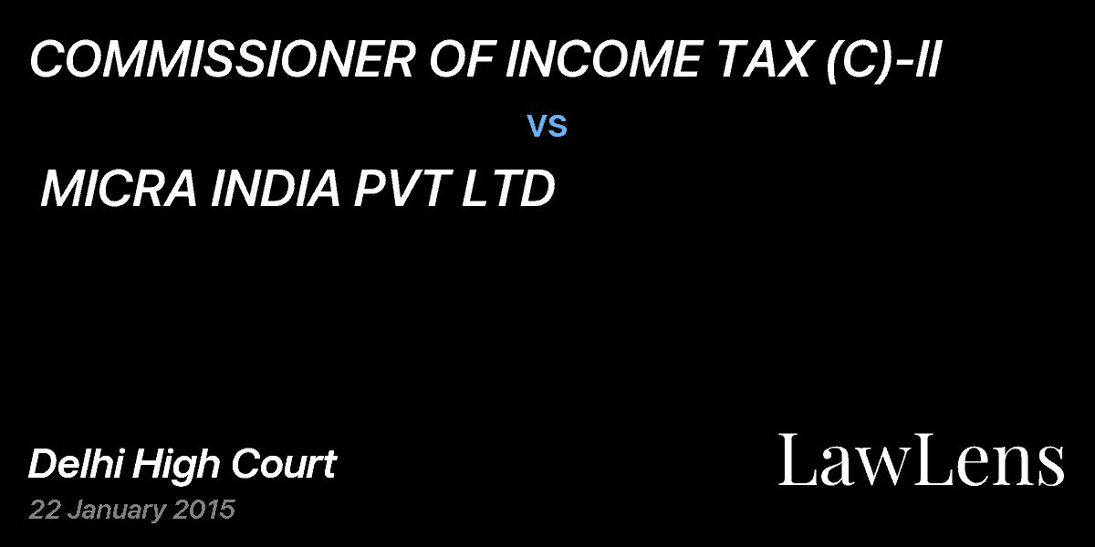 Preview image for COMMISSIONER OF INCOME TAX (C)-II vs. MICRA INDIA PVT LTD