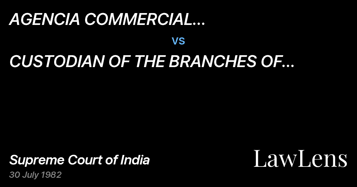 Preview image for AGENCIA COMMERCIAL INTERNATIONALLTD. & OTHERS vs. CUSTODIAN OF THE BRANCHES OF BANCONACIONAL ULTRAMARINO